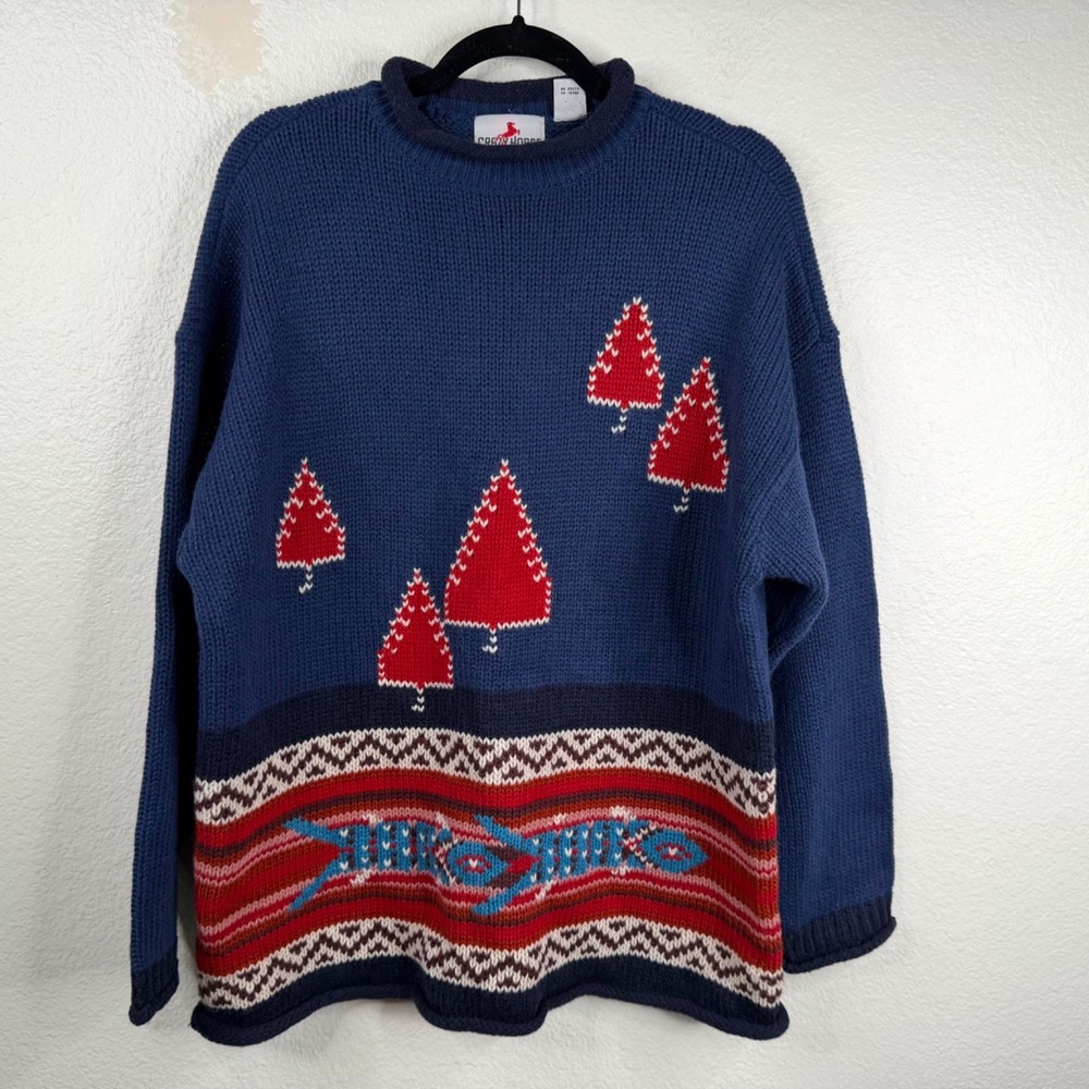 Crazy Horse Sweater Women's Blue Size M Christmas Southwestern Country Aztec